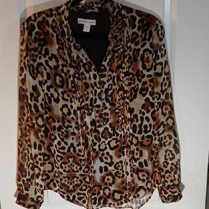 Coldwater Creek Animal Print Blouse - Brown and Black